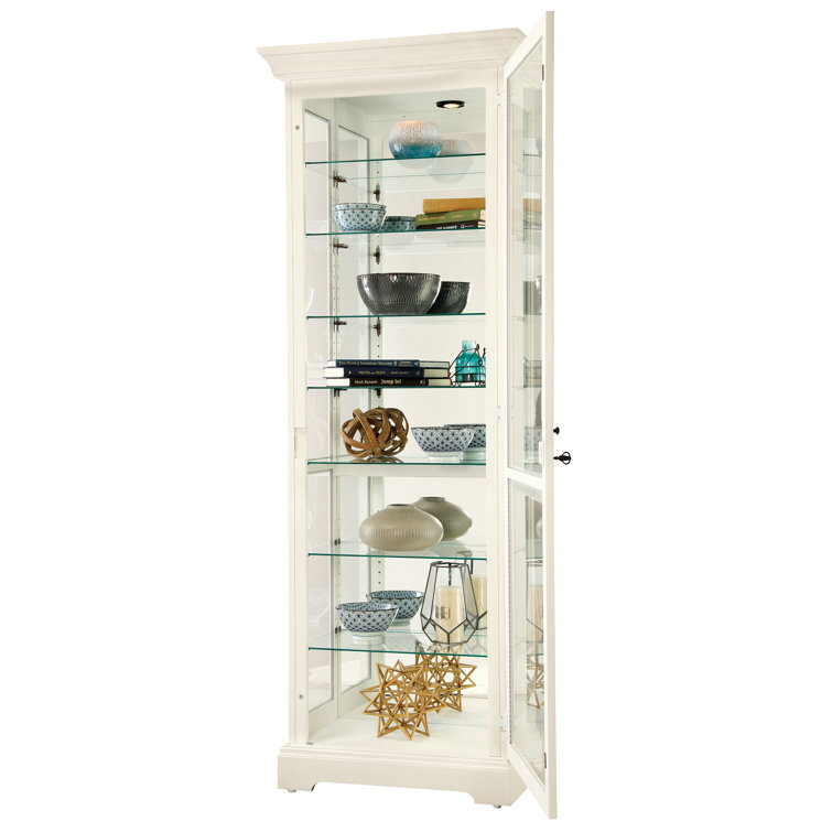 Lighted corner store curio cabinet white